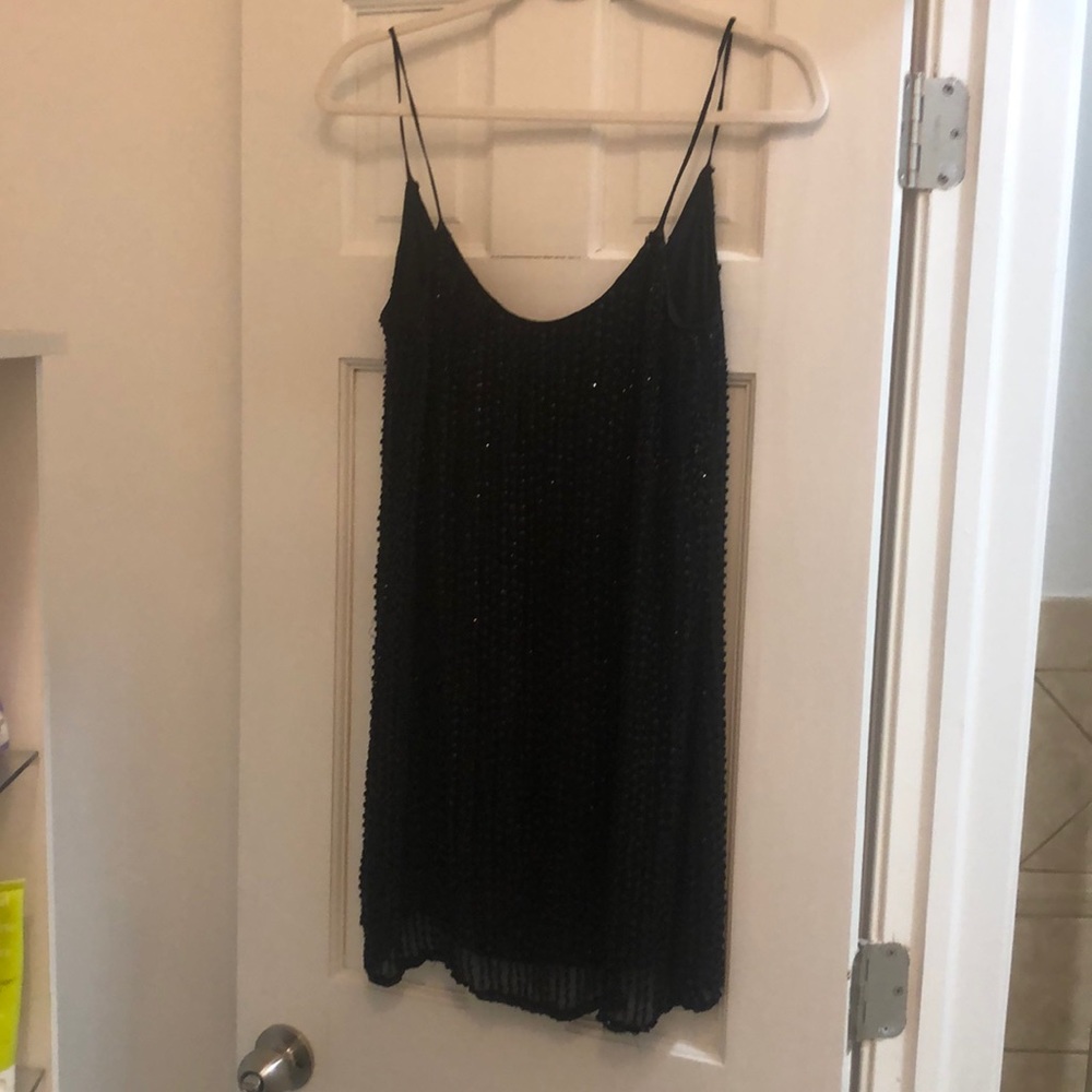 Black beaded mini dress